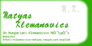 matyas klemanovics business card